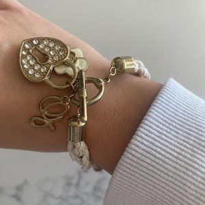 Guess White and Gold Pleather Bracelet